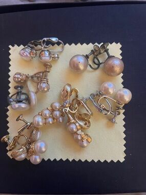 Gold-Tone Faux Pearl Clip-On Earrings Set - Unbranded